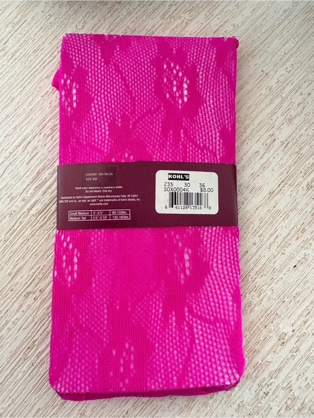 NWT Kohl’s Hot Pink Lace Tights Size S